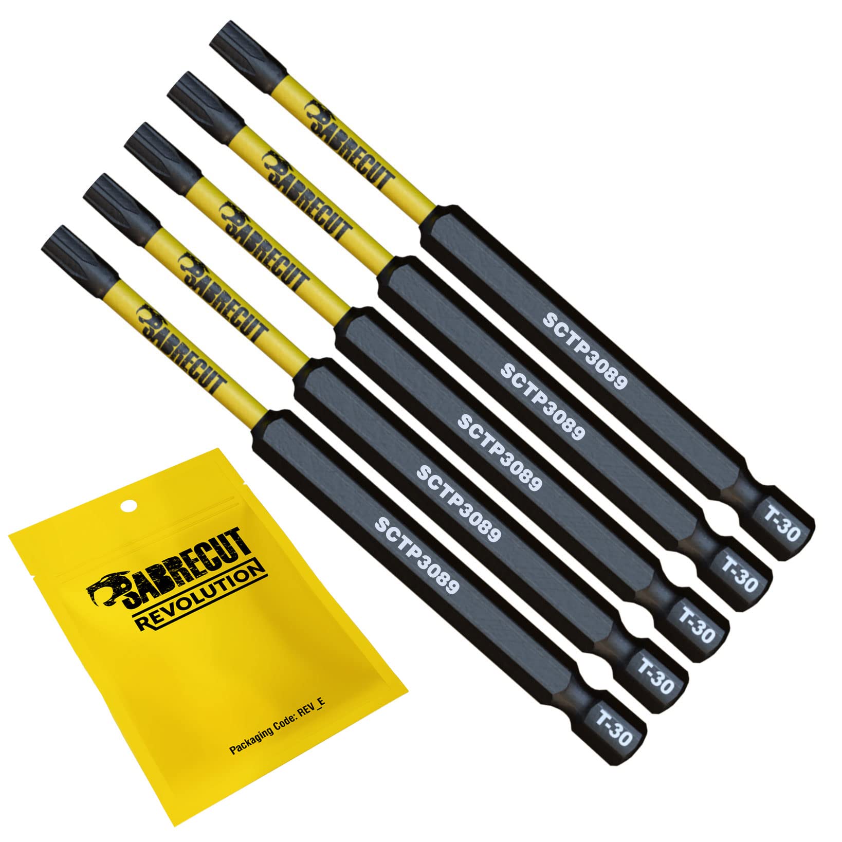 5 x SabreCut SCTP3089_5 89mm T30 TX30 Torx Tamper Proof Security Magnetic Impact Screwdriver Driver Bits Set Heavy Duty