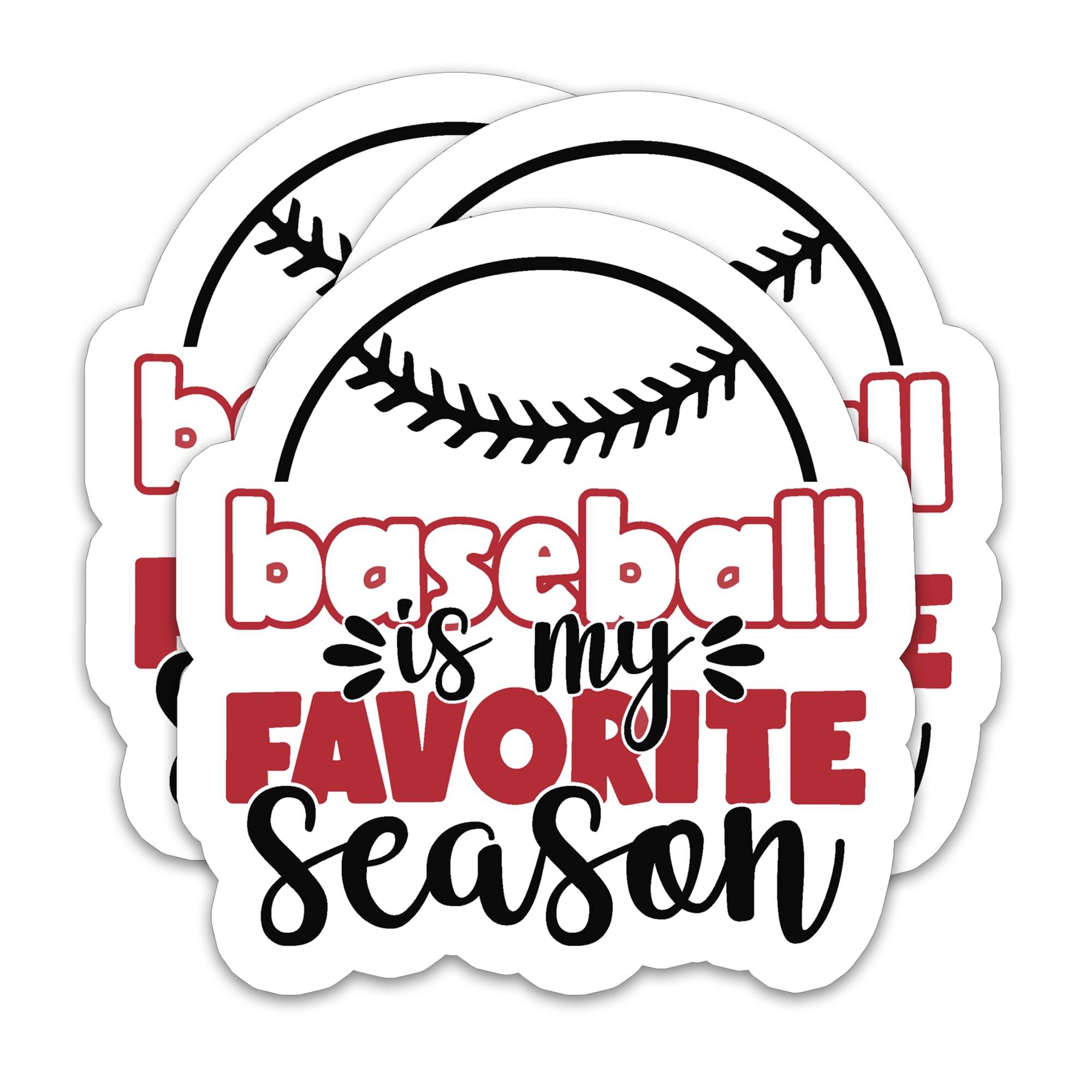 Photo 1 of (3pcs) Baseball Stickers – “Baseball is My Favorite Season” Quote – Waterproof Vinyl Decals for Laptop, Water Bottle, Scrapbook, Phone – Gift for Baseball Lovers, Teens, Coaches – 3" x 2.8"