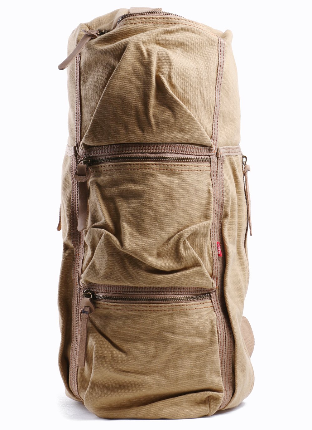 Cylinder Canvas Bag Travel Outdoor Hiking Bag Luggage Satchel Bag Should Bags(Khaki)