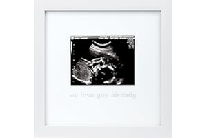 tiny ideas We Love You Already Sonogram Sentiment Frame, Baby Announcement, Gender Neutral Ultrasound Keepsake, Ideal Pregnancy Gift, Baby Shower and Nursery Decor, 4”x5” Photo Insert, White