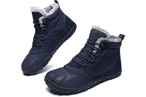 HANANI Womens Mens Barefoot Boots Shoes Minimalist Winter Snow Boots Warm Ankle Booties Zero Drop Sole Wide Toe Box Slip on Sneakers