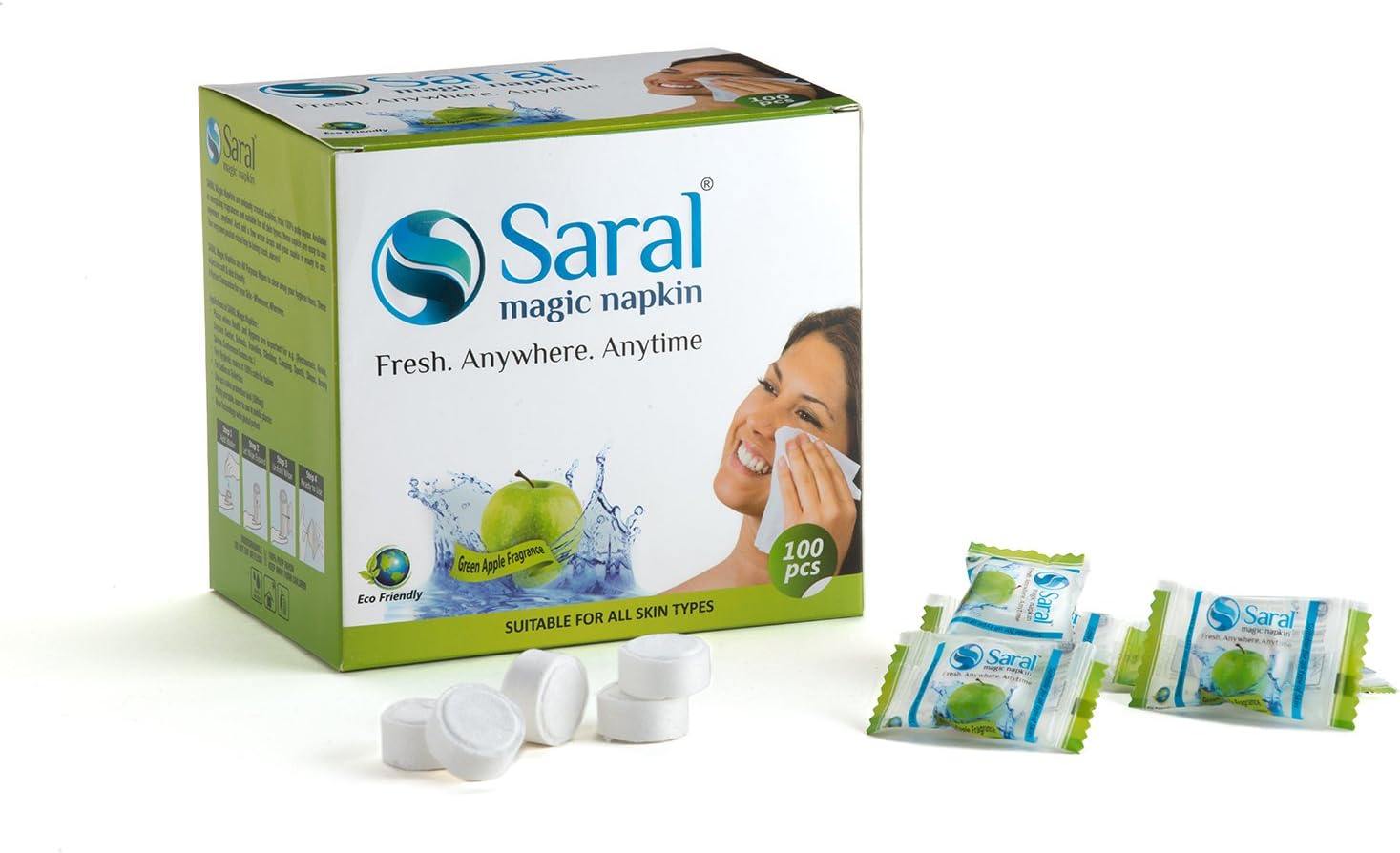 Saral Magic Napkin Tablet Napkin (Green Apple, Standard Size) -200 Pieces
