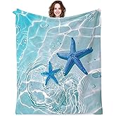 Starfish Nautical Throw Blanket for Women Men Girls, Super Soft Ocean Nautical Starfish Throw Blanket Gifts for Kids Adults, Warm Cozy Fuzzy Plush Fleece Flannel Blankets 50"x40" for Couch Bedding