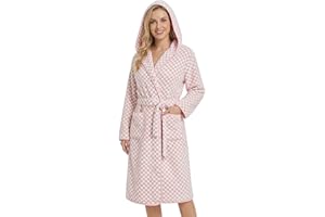 PJGGZ Checkered Hooded Bathrobe for Women, Lightweight Microfiber Towel Material Quick Dry Soft Absorbent Y2K Trendy Robe