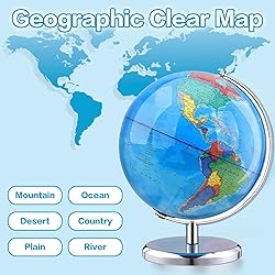 World Globe with Stainless steel Stand Rotating