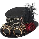 COSDREAMER Womens Men Steampunk Top Hats Victorian Veil Feather Hat Halloween Hats