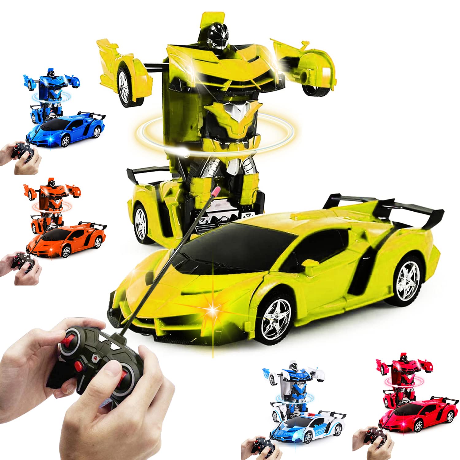 Remote Control Cars for Kids - Transformers Toys Inspired RC Car, 1:18 Scale, 2.4GHz High-Speed Racing Vehicle, Battery, for Boys and Girls, Indoor Outdoor Fun (Yellow)