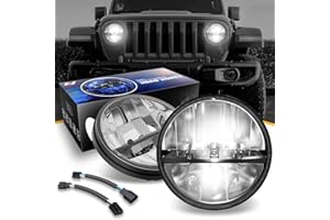 NUVISION LIGHTING NVL-HL-002 7 inches LED Headlight High Low Beam Compatible with 97-17 Jeep Wrangler JK TJ LJ CJ 18 Wrangler JK with Adapter Harness (Left & Right) DOT Approved, Chrome