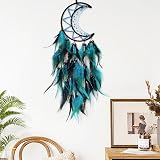 Donko Moon Dream Catcher Black & Blue Handmade Feather Wall Decor view 5
