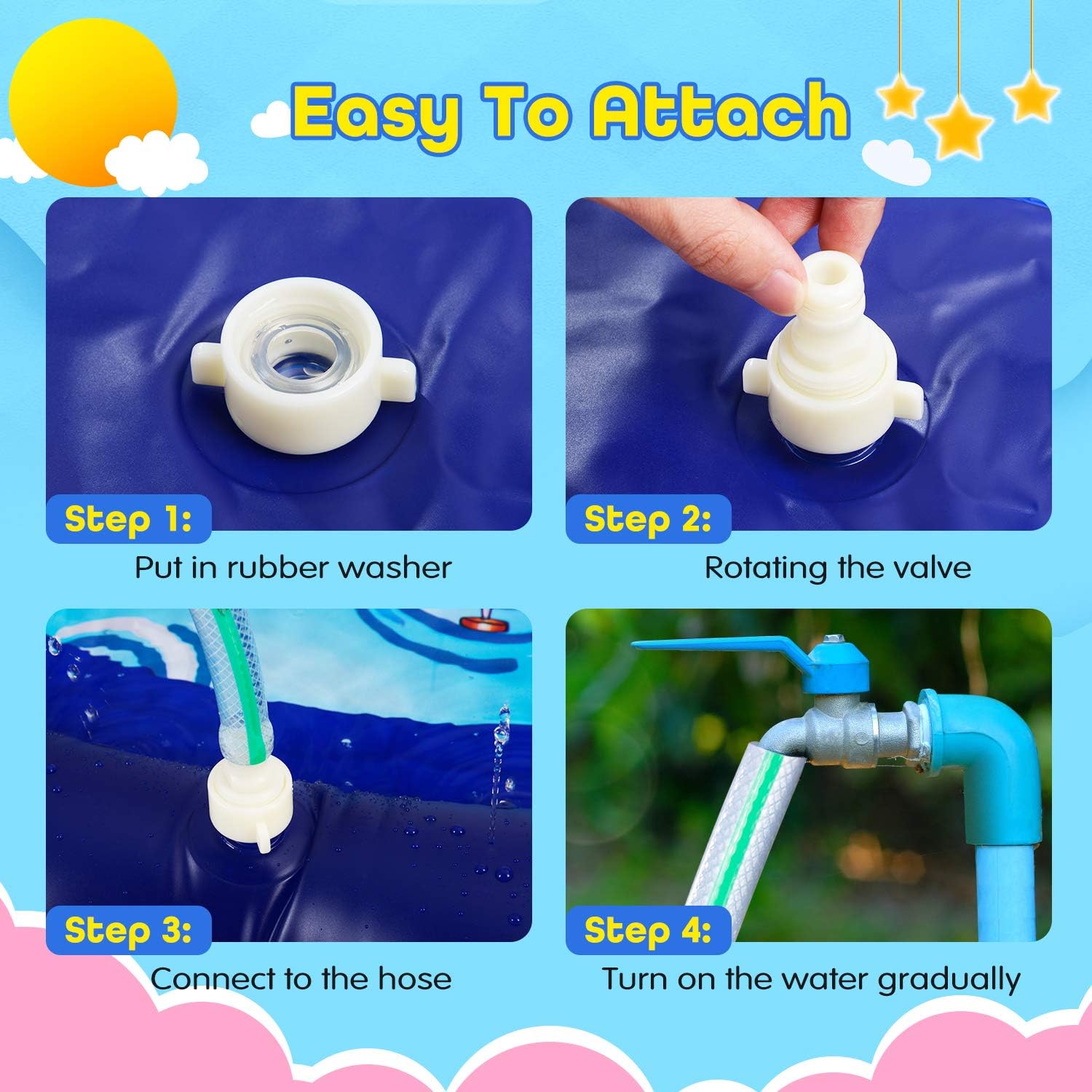 Desuccus Sprinkler for Kids, 3-in-1 Splash Pad 68" Wading Pool Sprinkler & Splash Inflatable Water Toys for Children Outdoor Play Mat for Babies, Toddlers, Preschoolers (Space): Toys & Games