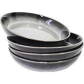 UDNORDGLOW Pasta Bowls 38 oz, Large Ceramic Stoneware Salad Bowls Set for Serving Soup, Pasta, Noodle, Dinner, Microwave Safe - 9 Inch, Set of 4, Slate gray