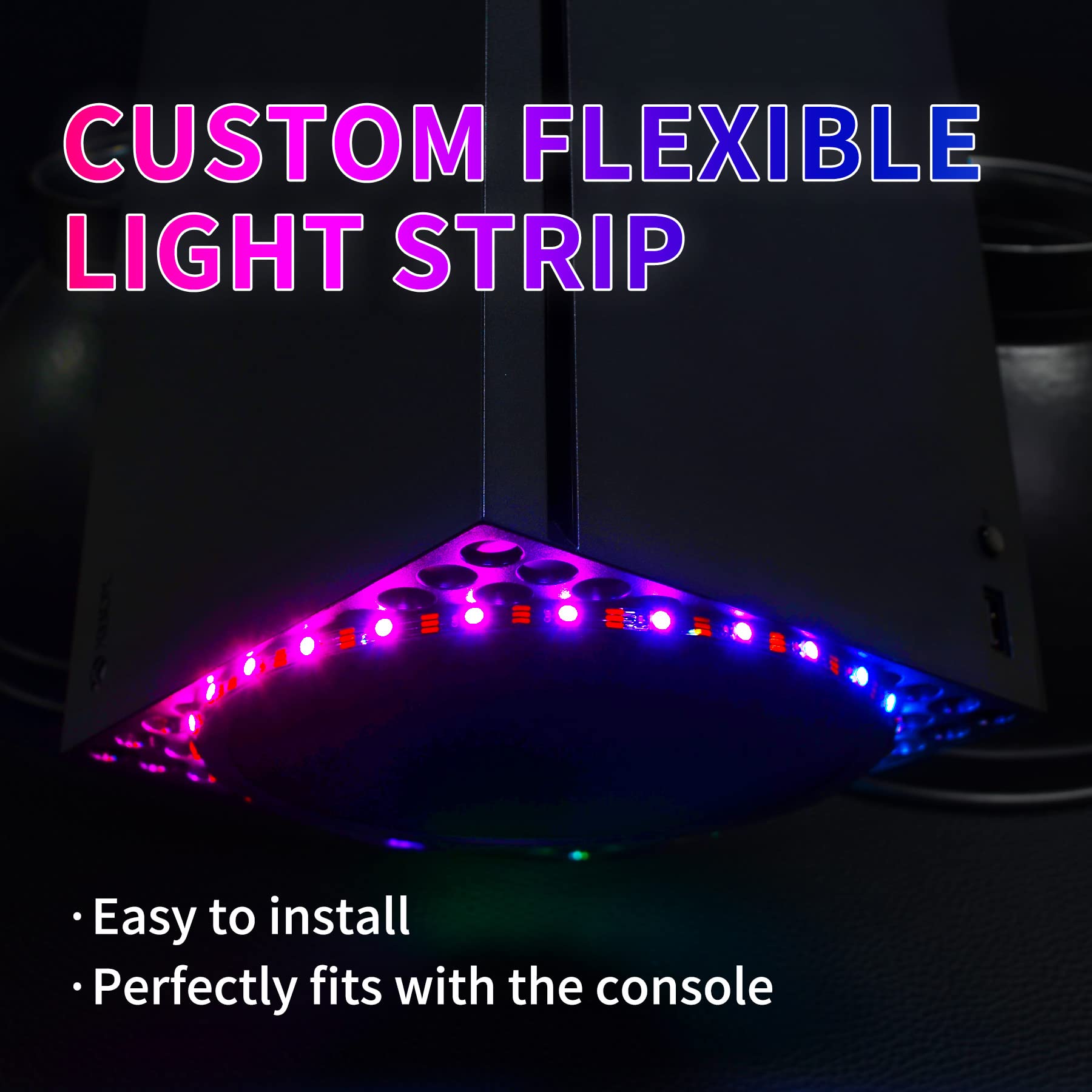 eXtremeRate PlayVital RGB LED Light Strip for Xbox Series X Console, 7 Colors 29 Effects DIY Decoration Accessories Flexible Tape Lights Strips Kit for Xbox Series X Console with IR Remote