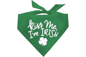 TEES & TAILS Kiss Me I'm Irish Dog Bandana | 100% Cotton Triangle | Made in USA| Funny St. Patrick's Day Photoshoot Prop | Shamrock | Drinking Bar Parade Event Or Party | Green X-Small (69)