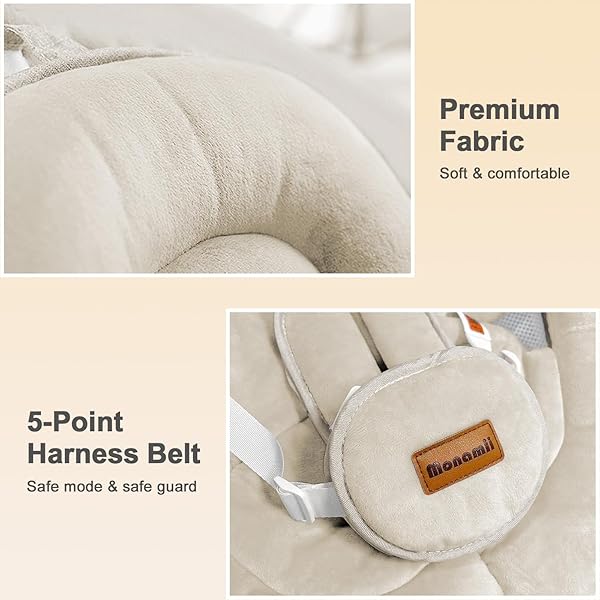 BABY SWINGS FOR INFANTS, MONAMII BABY SWING, INFANT SWING WITH 5 SPEEDS, 10 LULLABIES, ELECTRIC SWING FOR BABY, INDOOR & OUTDOOR USE (BEIGE)