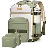 Taygeer Underseat Personal Item Backpack, Dirt-resistant TSA Approved United Airlines Personal Item Bag 17x10x9 with 2 Packing Cubes, 35L Travel Carry on Backpack for Airplanes women, Green