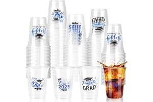 AcpopbM Graduation Cups, 16 oz Disposable Plastic Cup Class of 2025 Party Cups for Congrats Grad Graduation Party Supplies Tableware Decorations, 60 Pack