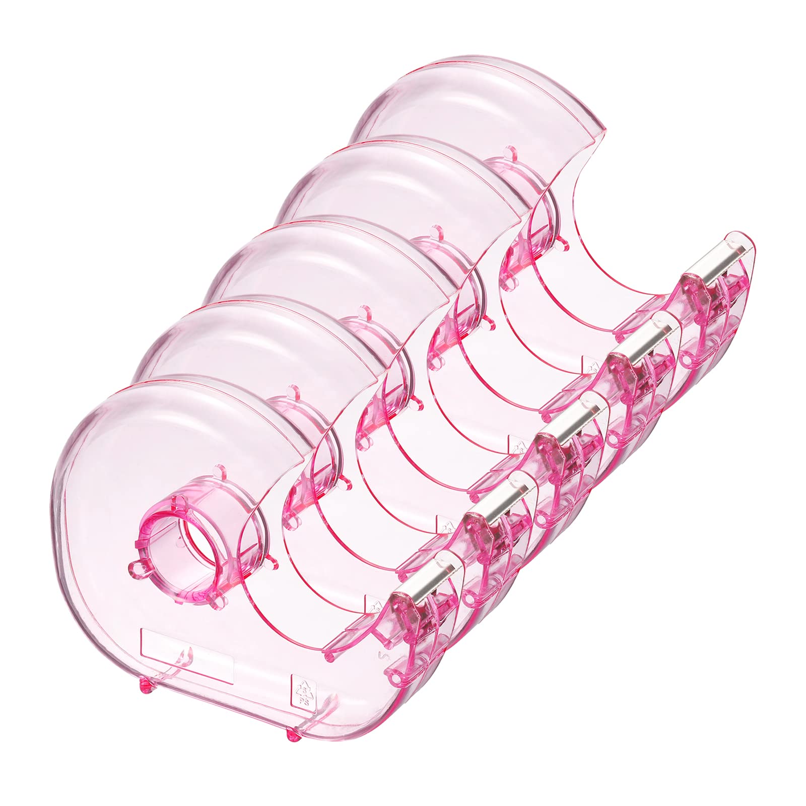 PATIKIL Tape Dispenser, 5 Pack Plastic Refillable Double-Side Handheld Tapes Cutter Holder for Home Office, Pink
