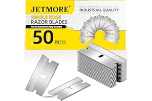 JETMORE Single Edge Razor Blades, 50 Pack High Carbon Steel Razor Blades for Scraper, Sharp Utility Blades for Removing Glue, Stickers, Labels, Paint, Glass, Safety Razor Blades Individually Wrapped