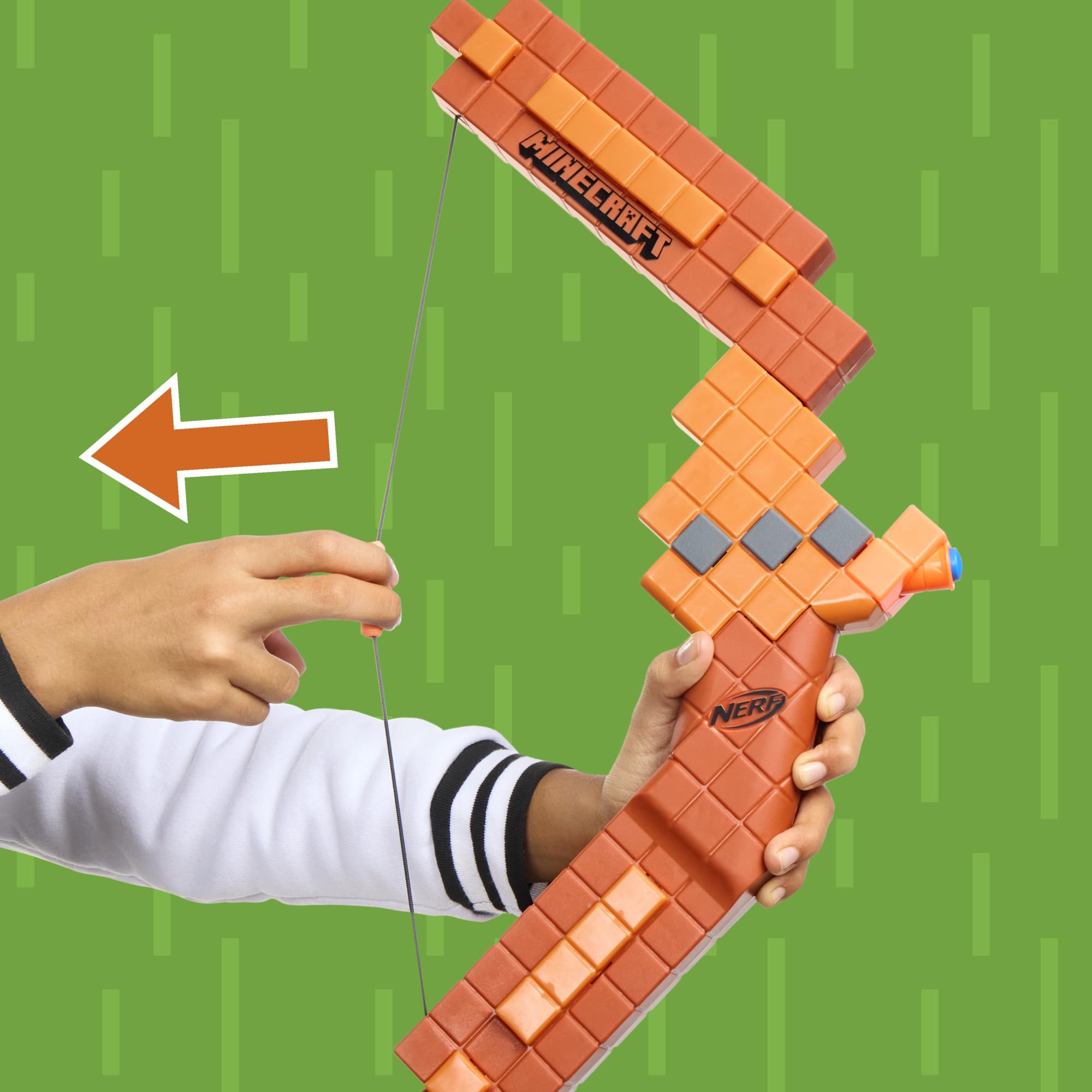 Nerf Minecraft Bow Dart Blaster, Pull-Back String Priming, 8 Nerf N1 Compatible Only with N1 Dart Blasters, Ages 8+