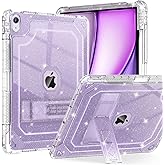 ZoneFoker for iPad Air M3 13 Inch Case 2025, for iPad Air M2 13-inch 6th Gen 2024 Clear Glitter Slim Cover with Pencil Holder Heavy Duty Shockproof Hard Protective Case with Kickstand
