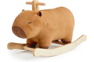 JOLIE VALLÉE TOYS & HOME Baby Rocking Horse,Capybara Wooden Rocking Horse for Toddlers 1 Year Old Cute Brown Stuffed Plush Ride-on Rocking Animal for Baby Boys Girls Nursery/Child Christmas or Birthday Gift