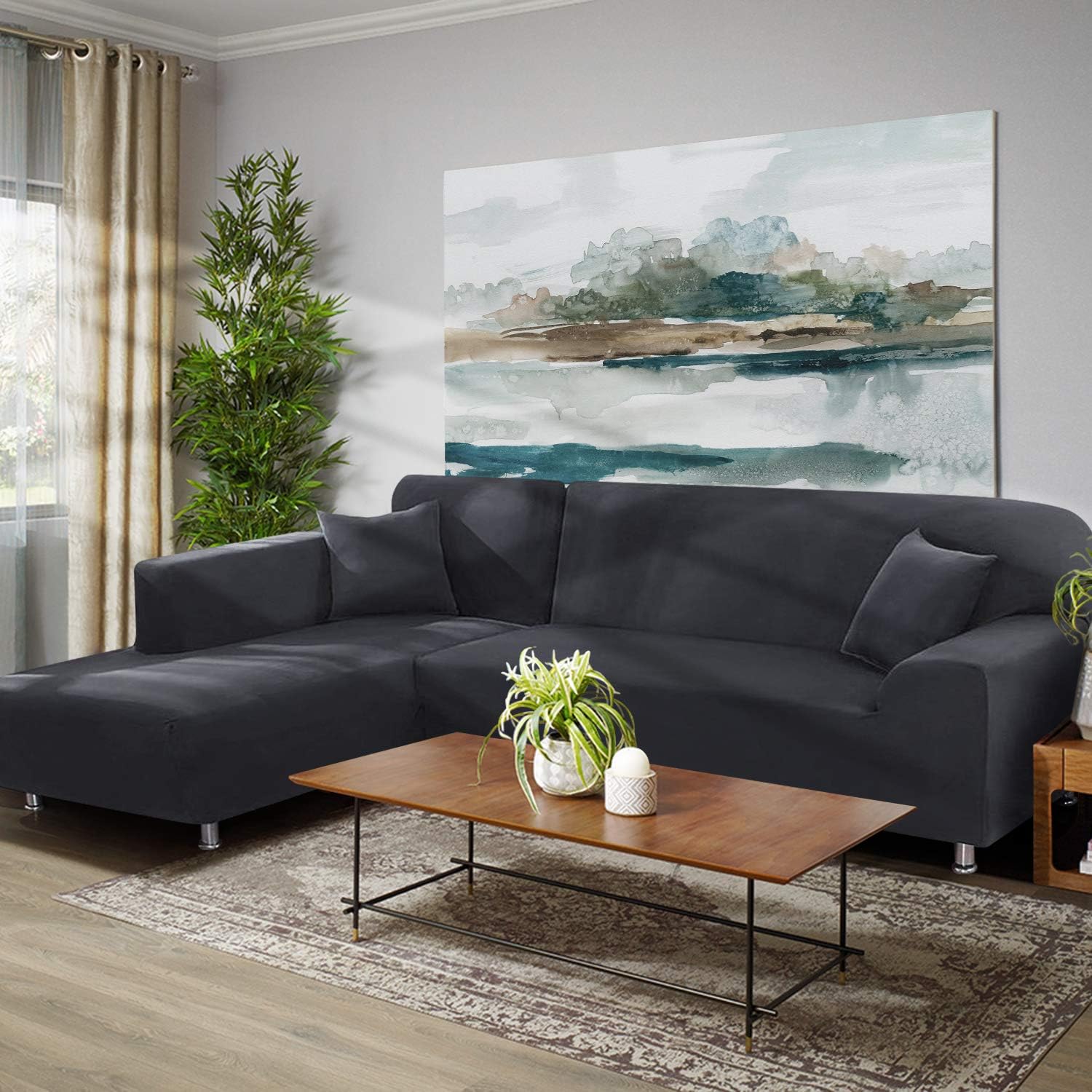 TAOCOCO Waterproof Sectional Couch Covers 2pcs LShaped Sofa Covers