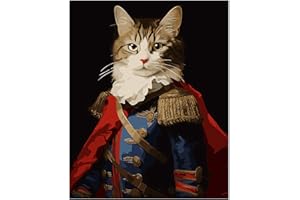 NiArt Paint by Numbers for Adults Beginners, DIY Paint by Numbers on Canvas for Kids, Oil Painting Kits for Gift Home Wall Decor, 10 Brushes and Acrylic Paint, 16x20 Inch, (Napoleon Cat, Unframed)