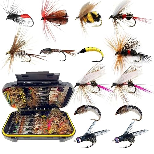 Fly Fishing Flies Kit, 50/114Pcs Handmade Fly Fishing Gear with