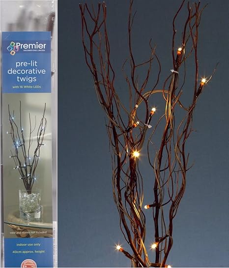 Premier Decorations Pre Lit Decorative Twigs With 16 White Leds Amazon Co Uk Kitchen Home