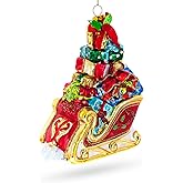 Sleigh Full of Gifts Blown Glass Christmas Ornament
