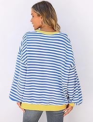 UEU Women Oversized Striped Sweatshirt Long Sleeve