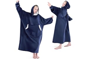 NORD ECO Wearable Blanket Hoodie, Oversized Sherpa Fleece Blanket Sweatshirt for Women, Cozy and Giant Hoodie Blankets, Pocket & Sleeves, Extra Long, One Size Fits All, Winter Gift, Navy Blue