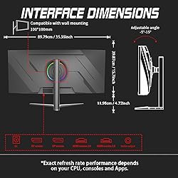 LXZ Curved Gaming Monitor 37.5 inch, 144hz