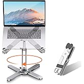 Moallia Laptop Stand with 360 Rotating Base, Computer Notebook Laptop Riser Metal Holder for Desk Collaborative Work, Fully Foldable for Easy Storage, Fits All MacBook, Laptops up to 16 inches