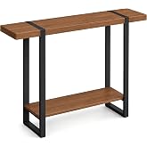 BDKNBHG Narrow Console Table for Entryway, Wood Top with Lower Shelf | Strong metal frame provides stable support, while the open two-tier design adds practical display and storage space.
