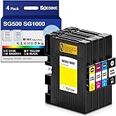 BOSSINK SG500 SG1000 Sublimation Ink Cartridges Compatible for Sawgrass SG500 SG1000 Sublimation Printer (1 Black, 1 Cyan, 1 Magenta, 1 Yellow) 4-Pack