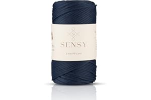 S SENSY Sensy Premium 3mm 131 Yards Polyester Rope 100% Polypropylene Cord Macrame Cord 3mm Crochet Bag Cord Macrame Rope Crochet Thread Gift for Knitter (Navy Blue)