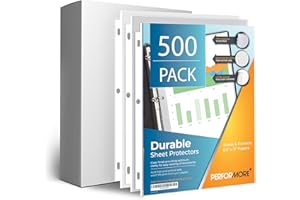 OFFICEWERKS Performore 500 Sheet Protectors, 8.5X11 Inch Clear Page for 3 Ring Binder, 35 Micron Plastic Sheet Sleeves, Durable Top Loading Paper Protector with Reinforced Holes Archival Safe