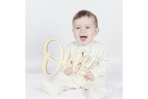 NOXOZOQM One Sign for First Birthday 14.6x10.3 Inches, One Letters for First Year Photo Board or First Birthday Photo Prop, Wooden Baby Shower Decorations (One Sign)