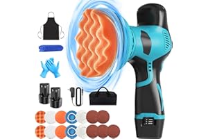 Housiwill Buffer Polisher, 380W 125MM Cordless Car Buffer Polisher Kit for Detailing, Polishing, Waxing, 8 Variable Speed 2800-5500RPM Car Polishers, 2PCS 12V 1.5AH Battery Cordless Polishing