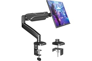 MOUNTUP Single Monitor Desk Mount Holds Screen up to 32 inch, Height Adjustable Monitor Arm, Computer Monitors Stand with Cla