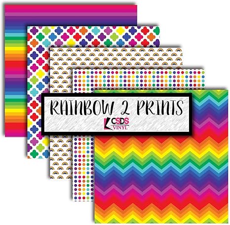 Amazon Com Rainbow Vinyl Pack 2 Csds Vinyl Rainbow Printed