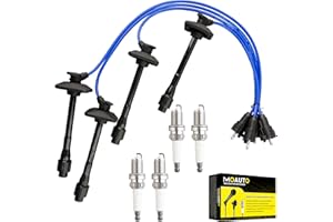 MOAUTO Set of 4 PCS Iridium Spark Plugs with Wire Set 90919-22400 8916 RC-TE58 Compatible with Toyota Camry Solara RAV4 - L4 2.0 2.2