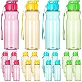 Tioncy 20 Pieces Plastic Water Bottles for Adults Bulk 17 oz Sport Drink Bottles with Handle Strap Lightweight Leakproof Drink Flip Top cups for Party Outdoor (Bright Color,bright style)