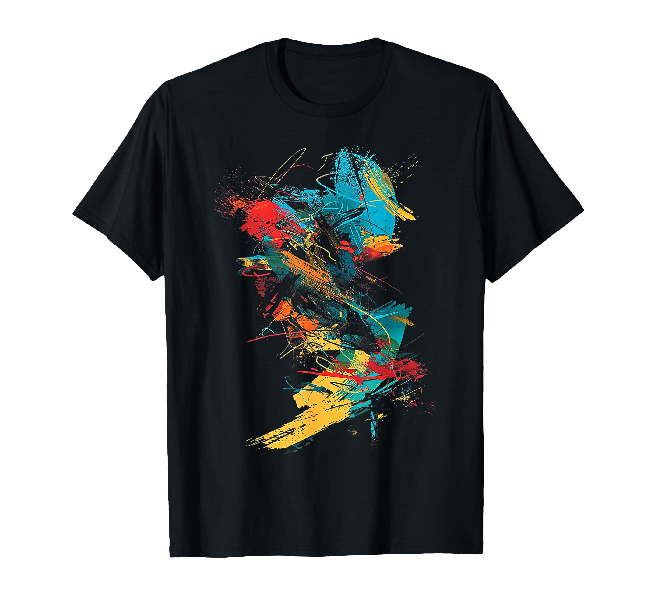 Photo 1 of @rtY Art Drawing Graphic Colorful Abstract Painting T-Shirt, Small, Black
