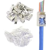 VCE Shielded RJ45 Pass Through Connectors Cat6 with Protection Boots 25-Pack, Ethernet Crimp Modular Plug for Cat6/Cat5/Cat5e