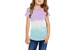 Ecokauer Girls Casual Tunic Tops Knot Front Long Sleeve Loose Soft Blouse T-Shirt Size 4-13