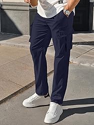 PLEPAN Men's Casual Cargo Pants Drawstring Hiking