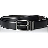 Perry Ellis mens Reversible Leather Belt With Stitch and Carbon Fiber Keeper