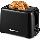Elite Gourmet 2-Slice Cool-Touch Toaster, 1.25" Extra-Wide Slots, 6 Shades | Black, Cancel, Bagels &amp; Thick Bread, ECT1027B